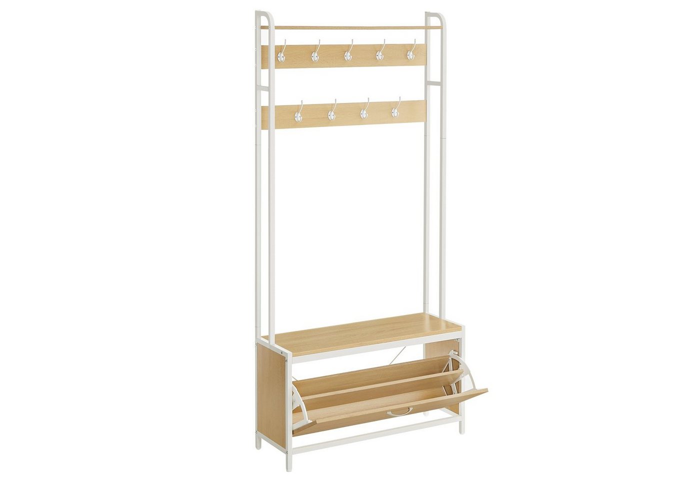 VASAGLE Garderobenständer Garderobe, mit Schuhschrank, Sitzbank, Schuhkipper, Haken, obere Ablage – Bild 2 von 5