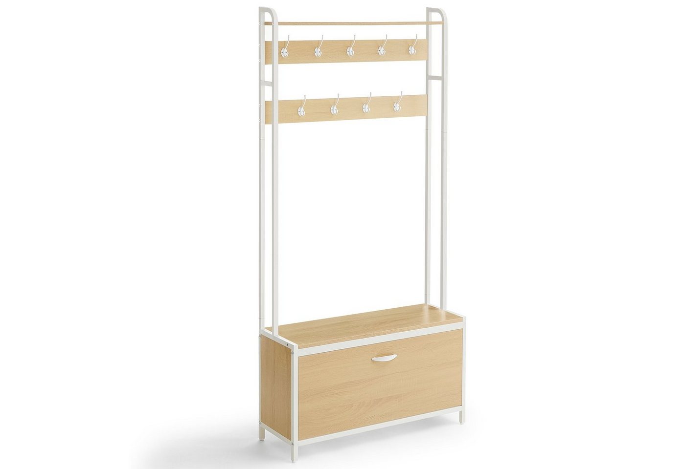 VASAGLE Garderobenständer Garderobe, mit Schuhschrank, Sitzbank, Schuhkipper, Haken, obere Ablage – Bild 3 von 5