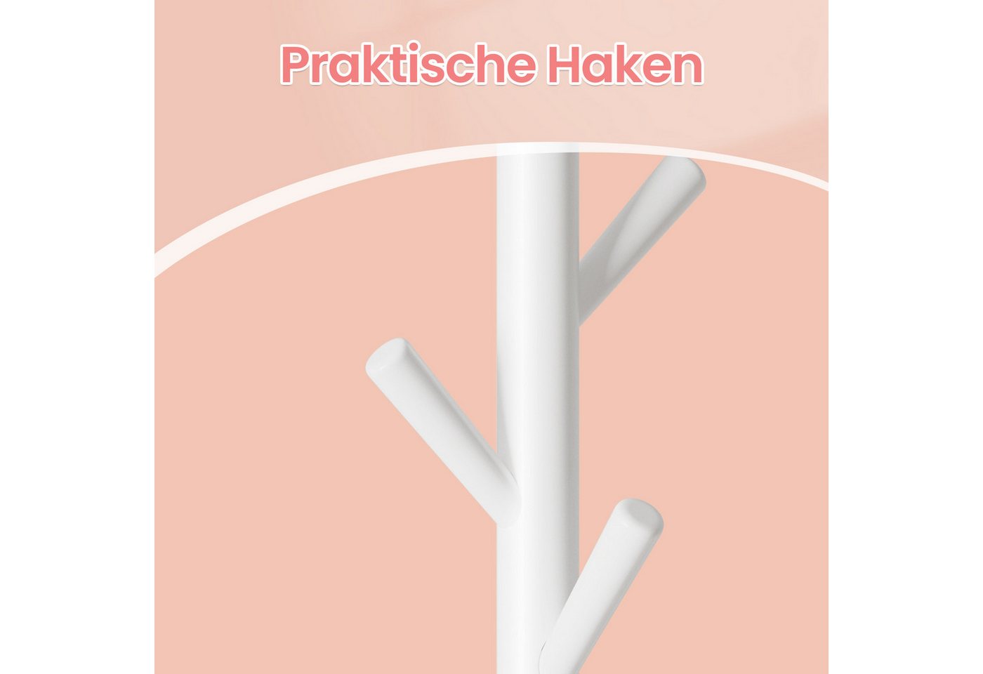 VASAGLE Garderobenständer Kleiderständer, Jackenständer Baumform, für Flur, 40 cm d X 171.8 cm H, 8 Haken für Jacken, Hüte, Haken und Haltestange aus Kautschukh – Bild 5 von 5