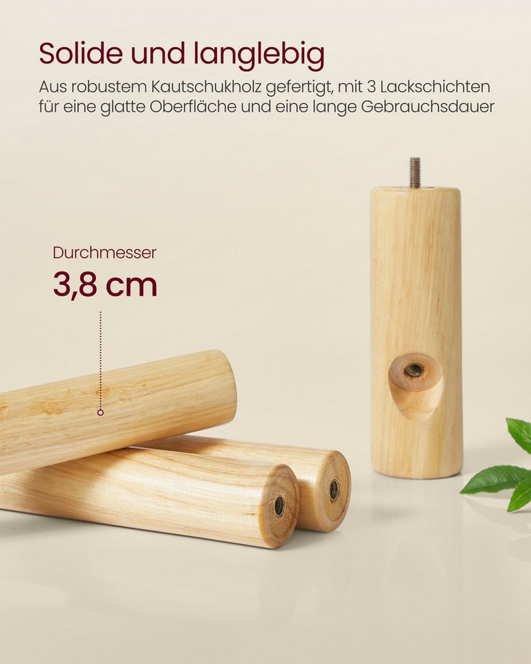 VASAGLE Garderobenständer Kleiderständer, Massivholz, mit 8 Haken, 3 Höhen – Bild 4 von 5