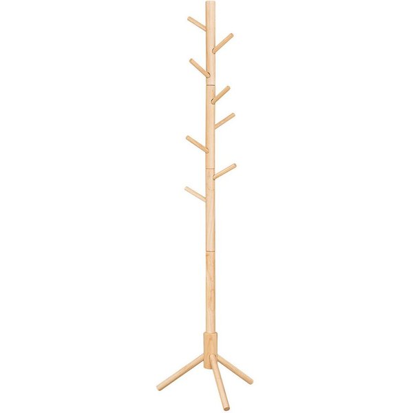 VASAGLE Garderobenständer Kleiderständer, Massivholz, mit 8 Haken, 3 Höhen