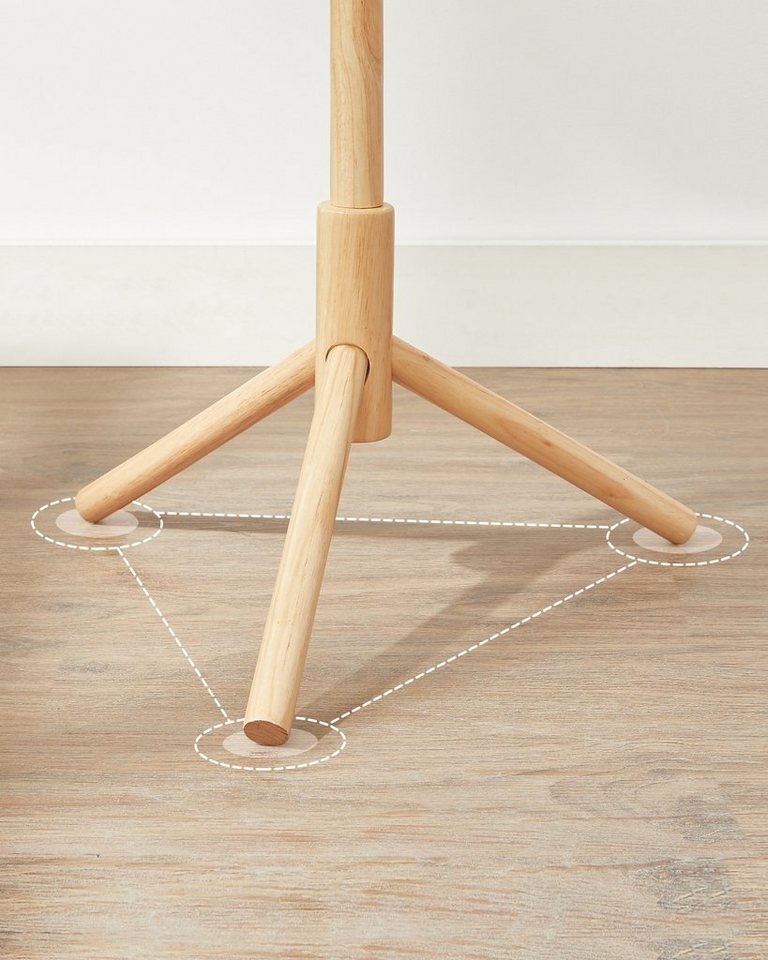 VASAGLE Garderobenständer Kleiderständer, Massivholz, mit 8 Haken, 3 Höhen – Bild 5 von 5