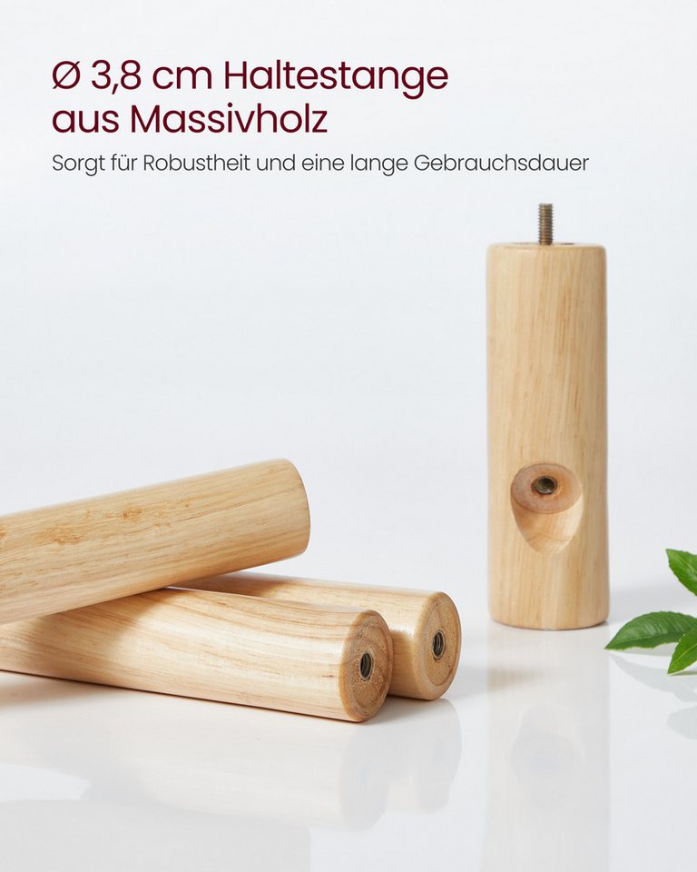 VASAGLE Garderobenständer Kleiderständer, Massivholz, mit 8 Haken, 3 Höhen – Bild 4 von 5