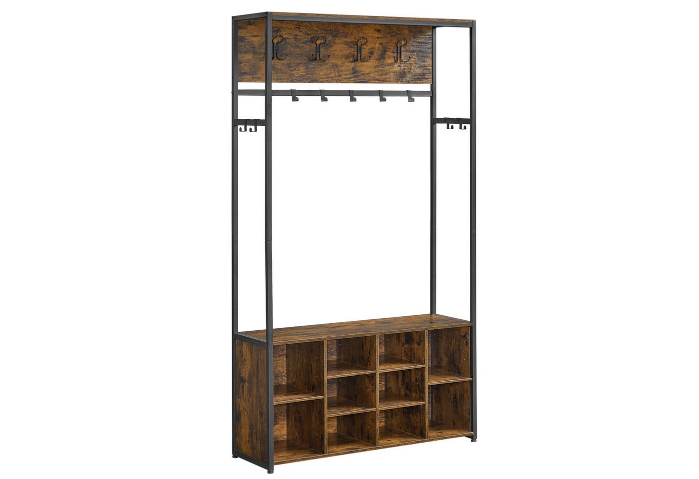 VASAGLE Garderobenständer Kleiderständer Garderobe verstellbare Ablagen, für Flur, Eingangsbereich, Moderner Stil, mit Schuhregal, Kleiderhaken – Bild 2 von 5