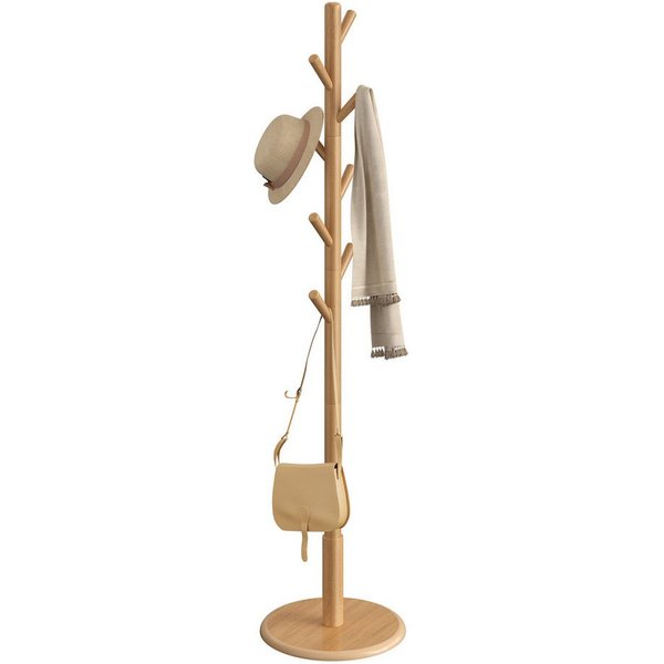 VASAGLE Garderobenständer Kleiderständer, Jackenständer Baumform, für Flur, 40 cm d X 171.8 cm H, 8 Haken für Jacken, Hüte, Haken und Haltestange aus Kautschukh