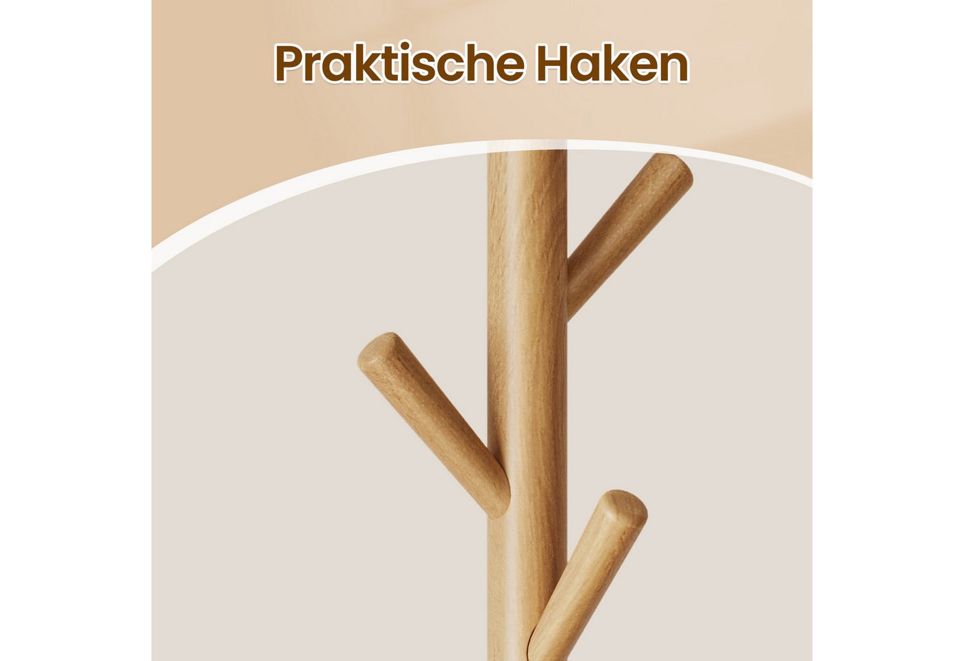 VASAGLE Garderobenständer Kleiderständer, Jackenständer Baumform, für Flur, 40 cm d X 171.8 cm H, 8 Haken für Jacken, Hüte, Haken und Haltestange aus Kautschukh – Bild 5 von 5