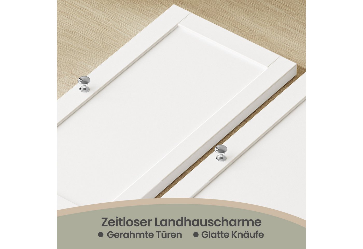 VASAGLE Hängeschrank Badezimmerschrank, Medizinschrank mit verstellbarem Einlegeboden Wandschrank mit Türen, Handtuchhalter und offenem Fach, Landhausstil – Bild 4 von 5