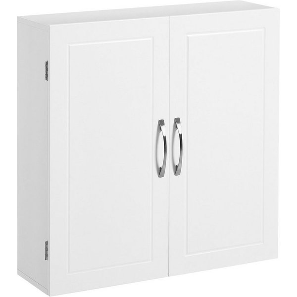 VASAGLE Hängeschrank Wandschrank mit Verstellbaren Einlegeböden, Traditioneller Stil Badezimmerschrank mit 2 Türen, 60 x 18 x 60 cm, für Bad
