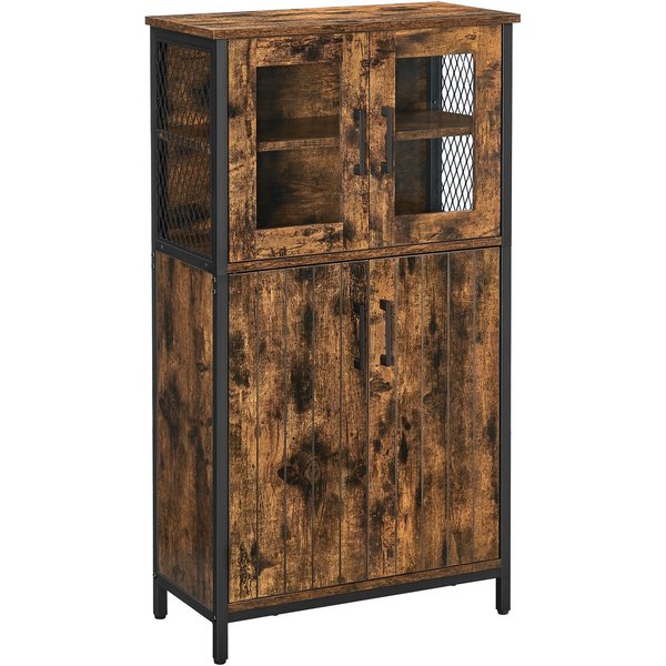VASAGLE Highboard Badezimmerschrank, Küchenschrank, verstellbare Ablage, 30x60x108 cm (Aufbewahrungsschrank, verstellbare Ablage, Stahlgestell), Sideboard, Stah