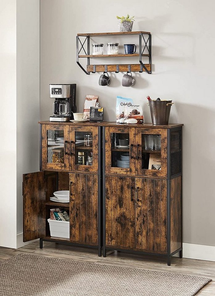 VASAGLE Highboard Badezimmerschrank, Küchenschrank, verstellbare Ablage, 30x60x108 cm (Aufbewahrungsschrank, verstellbare Ablage, Stahlgestell), Sideboard, Stah – Bild 3 von 5