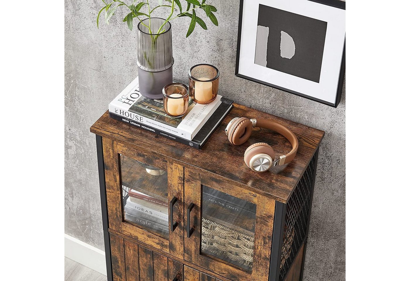 VASAGLE Highboard Badezimmerschrank, Küchenschrank, verstellbare Ablage, 30x60x108 cm (Aufbewahrungsschrank, verstellbare Ablage, Stahlgestell), Sideboard, Stah – Bild 4 von 5