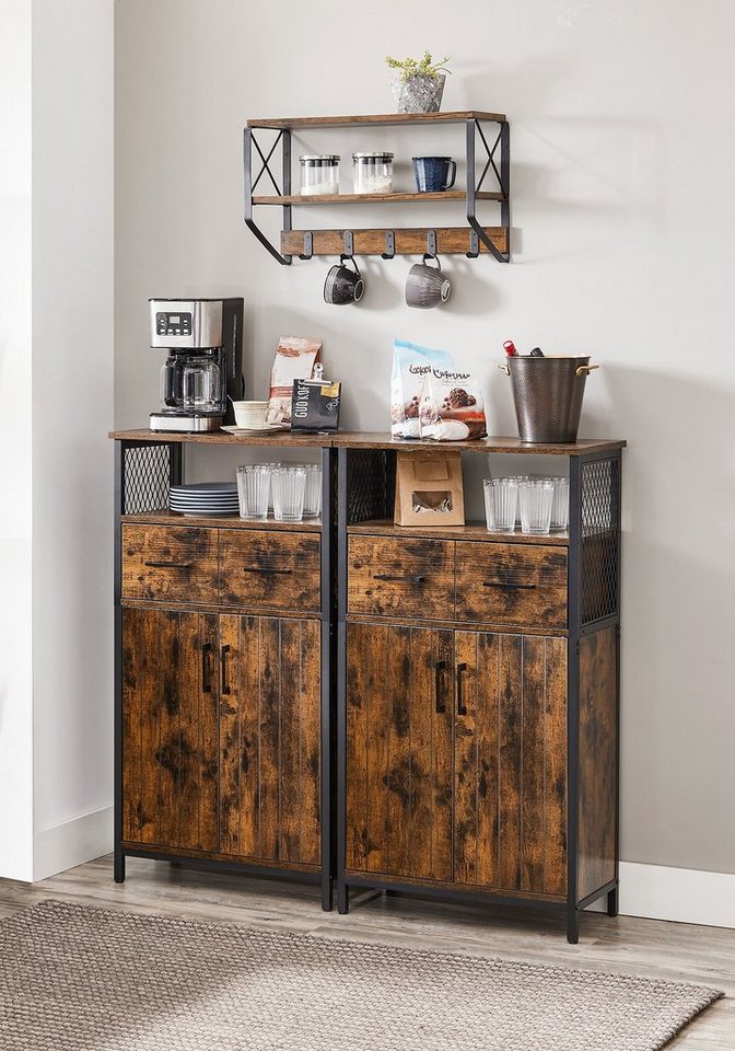 VASAGLE Highboard Badezimmerschrank, Aufbewahrungsschrank, verstellbare Ablage, Industriestil – Bild 3 von 5