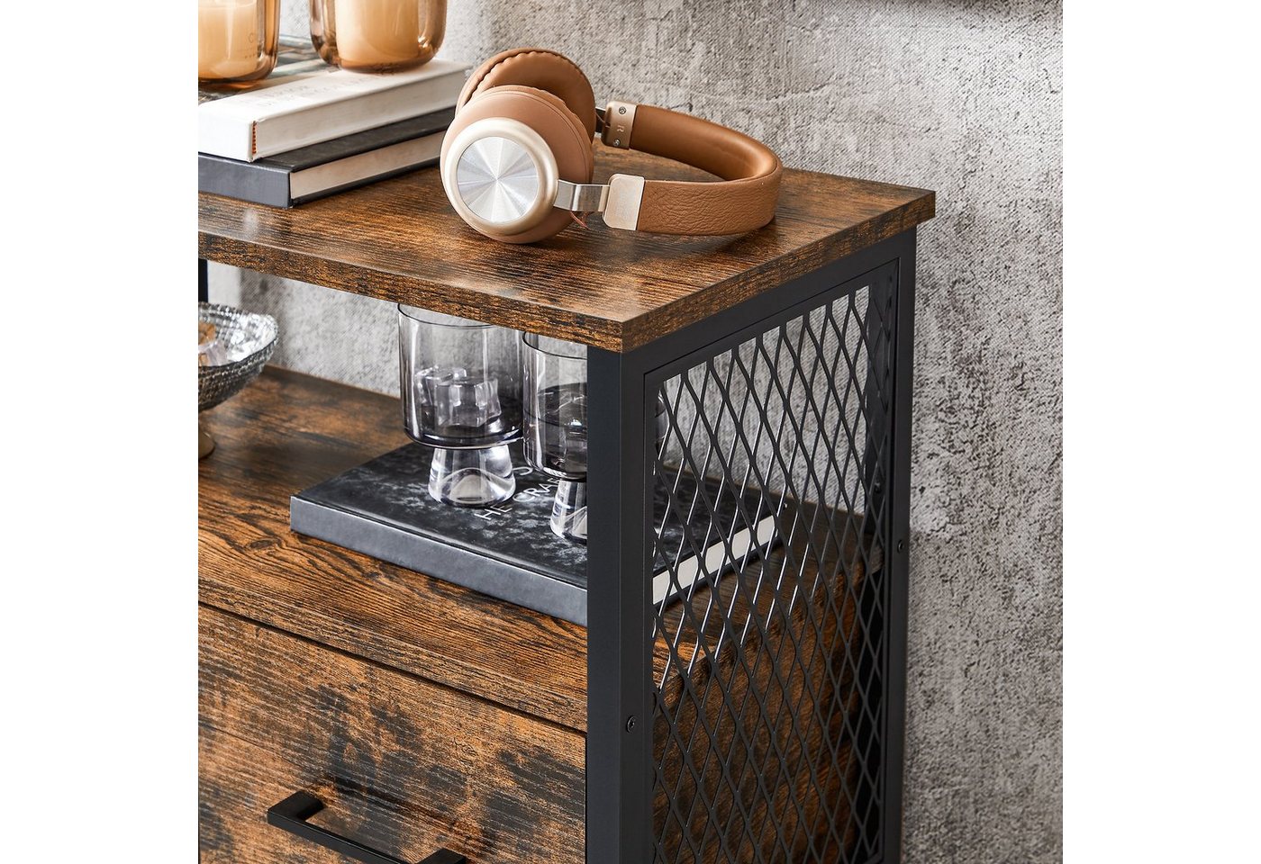 VASAGLE Highboard Badezimmerschrank, Aufbewahrungsschrank, verstellbare Ablage, Industriestil – Bild 5 von 5