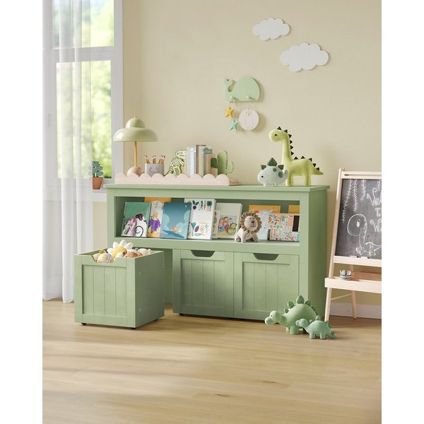 VASAGLE Kinderregal Spielzeugaufbewahrung, Bücherregal Kinder, Spielzeugregal, mit Rollen, 30 x 102 x 60 cm