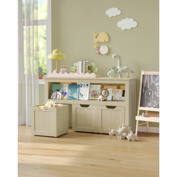VASAGLE Kinderregal Spielzeugaufbewahrung, Bücherregal Kinder, Spielzeugregal, mit Rollen, 30 x 102 x 60 cm