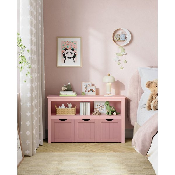 VASAGLE Kinderregal Spielzeugaufbewahrung, Bücherregal Kinder, Spielzeugregal, mit Rollen, 30 x 102 x 60 cm