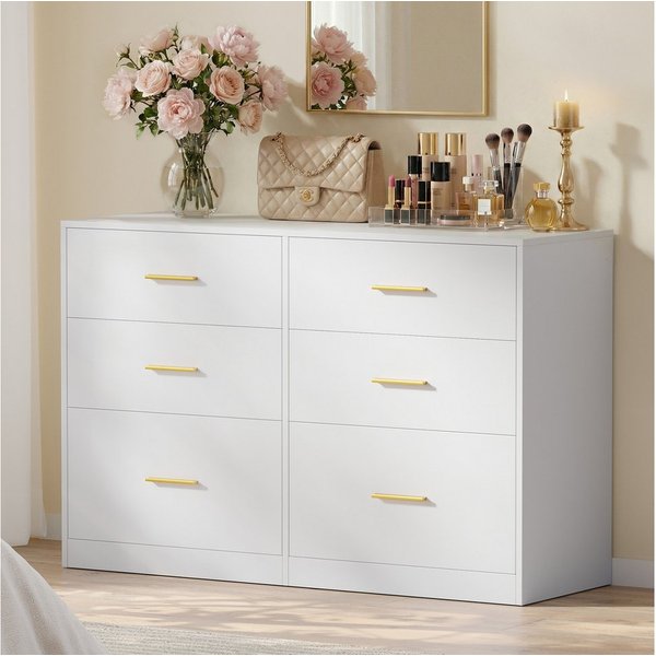 VASAGLE Kommode Kommodenschrank, 6 Schubladen, 40 x 119 x 78 cm, für Wohnzimmer, Schlafzimmer, modern, Sideboard