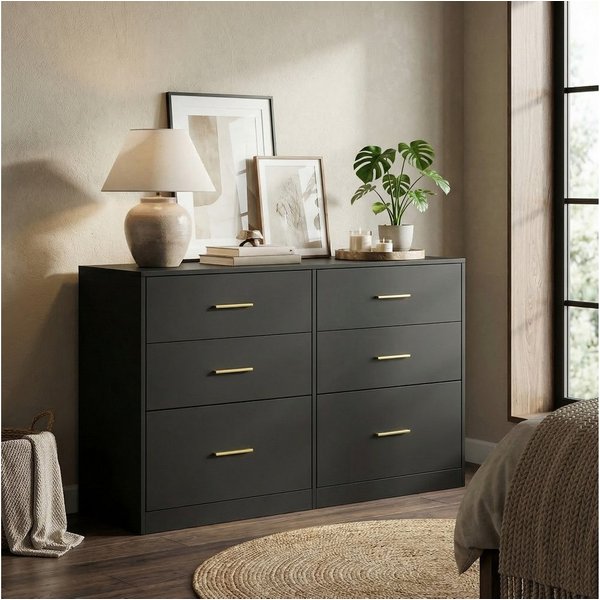 VASAGLE Kommode Kommodenschrank, 6 Schubladen, 40 x 119 x 78 cm, für Wohnzimmer, Schlafzimmer, modern, Sideboard