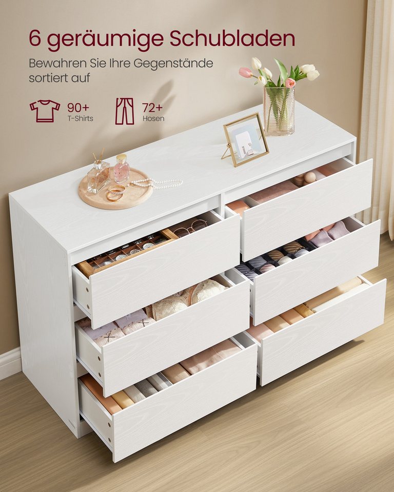 VASAGLE Kommode Kommodenschrank mit 6/8 Schubladen, 119,4 x 40 x 75 cm, für Schlafzimmer, Schubladenschrank, Wäschekommode – Bild 2 von 5