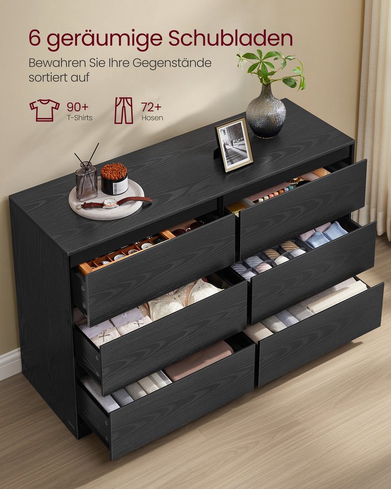 VASAGLE Kommode Kommodenschrank mit 6/8 Schubladen, 119,4 x 40 x 75 cm, für Schlafzimmer, Schubladenschrank, Wäschekommode – Bild 2 von 5