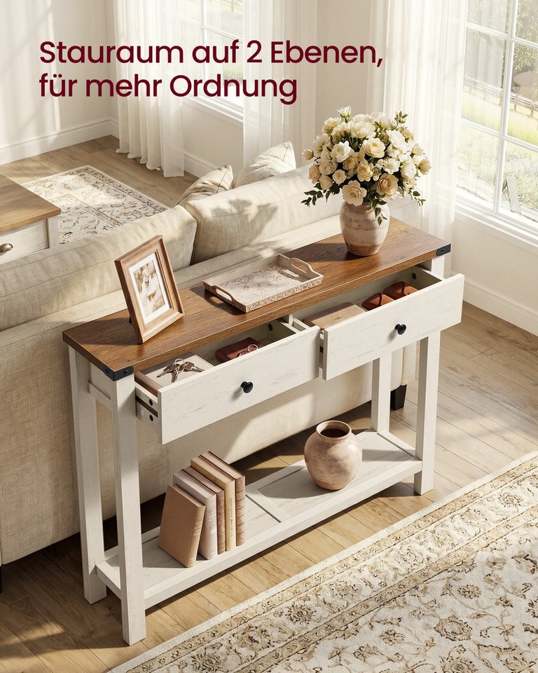VASAGLE Konsolentisch Beistelltisch, schmaler Sofatisch, 100 x 24 x 76 cm, für Flur und Wohnzimmer, Modern Farmhouse – Bild 3 von 5