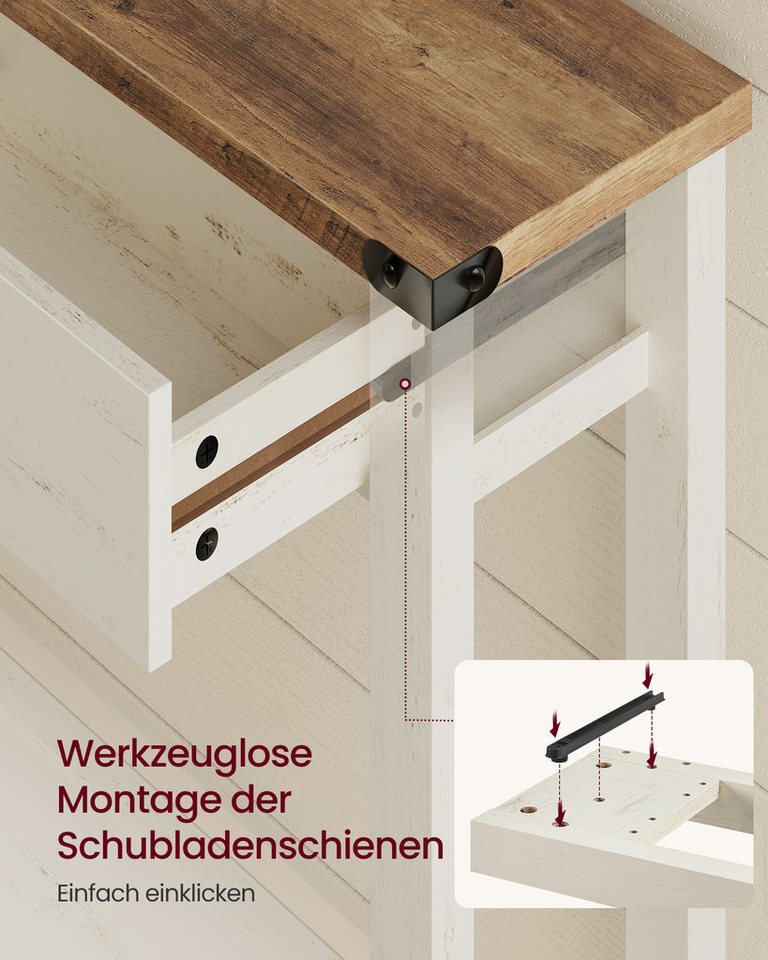 VASAGLE Konsolentisch Beistelltisch, schmaler Sofatisch, 100 x 24 x 76 cm, für Flur und Wohnzimmer, Modern Farmhouse – Bild 4 von 5