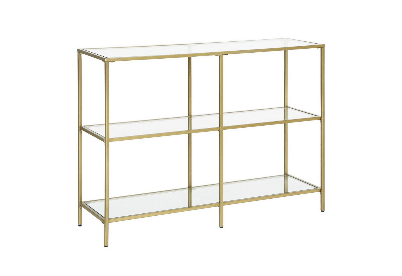 VASAGLE Konsolentisch Beistelltisch, Oberfläche aus Hartglas, Wohnzimmer, Flur, Beistelltisch, mit 2 Ablagen, Breite 100 cm, Hartglas – Bild 2 von 5
