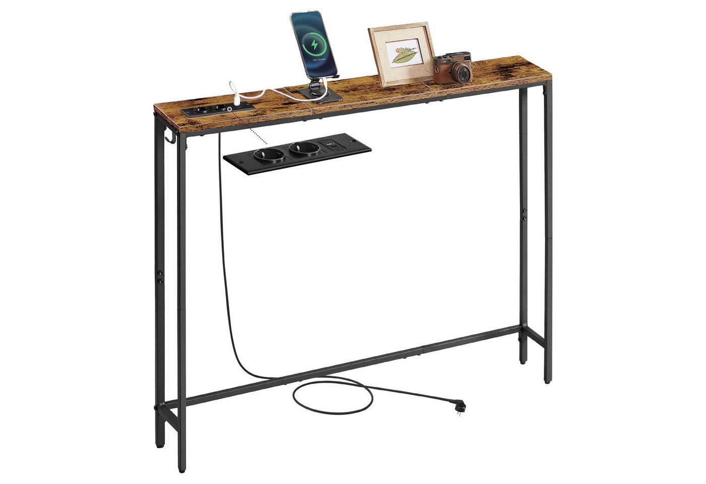 VASAGLE Konsolentisch schmaler Sofatisch (1-St., 1 Tisch), für Flur und Wohnzimmer, einfache Montage, 100 x 15 x 80 cm – Bild 2 von 5