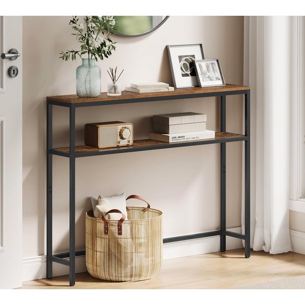 VASAGLE Konsolentisch schmaler Sofatisch mit 2 Ablagen, Flurtisch, 2 Ebenen, für Flur, Wohnzimmer, Schlafzimmer, 20 x 80 x 80 cm