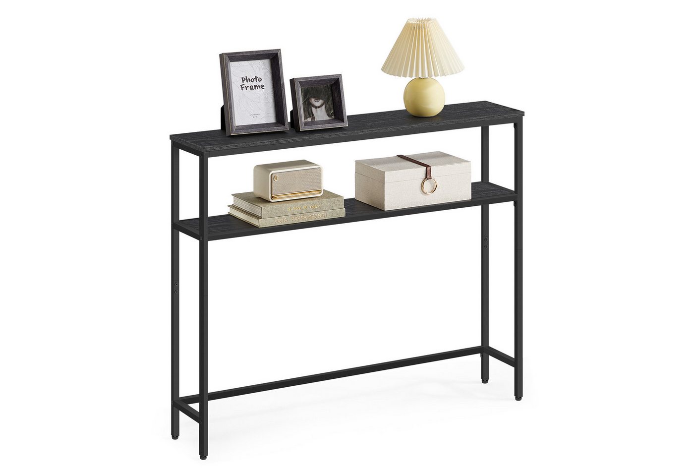 VASAGLE Konsolentisch schmaler Sofatisch mit 2 Ablagen, Flurtisch, 2 Ebenen, für Flur, Wohnzimmer, Schlafzimmer, 20 x 100 x 80 cm – Bild 2 von 5