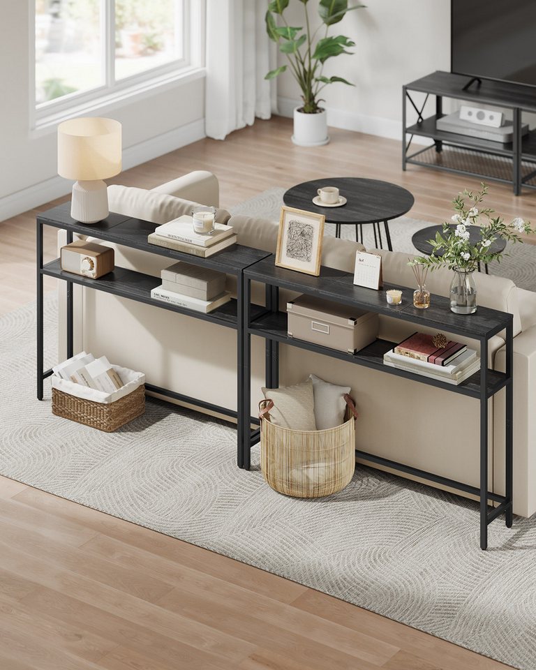 VASAGLE Konsolentisch schmaler Sofatisch mit 2 Ablagen, Flurtisch, 2 Ebenen, für Flur, Wohnzimmer, Schlafzimmer, 20 x 100 x 80 cm – Bild 4 von 5