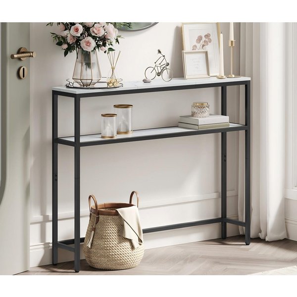 VASAGLE Konsolentisch schmaler Sofatisch mit 2 Ablagen, Flurtisch, 2 Ebenen, für Flur, Wohnzimmer, Schlafzimmer, 20 x 80 x 80 cm