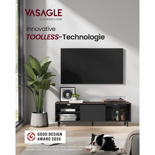 VASAGLE Lowboard Toolless-Technologie, TV-Schrank Fernsehtisch, Montage superschnell, TV-Schrank für TVs bis zu 60 Zoll, Wohnzimmer