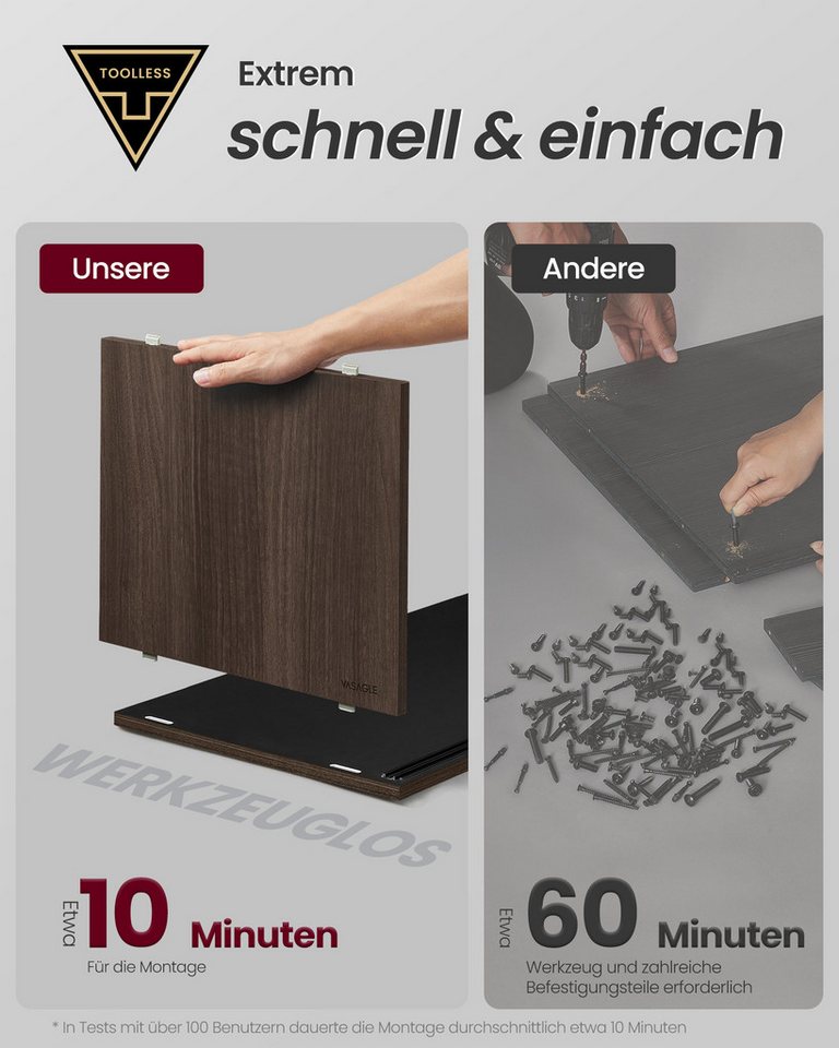 VASAGLE Lowboard Toolless-Technologie, TV-Schrank Fernsehtisch, Montage superschnell, TV-Schrank für TVs bis zu 60 Zoll, Wohnzimmer – Bild 2 von 5