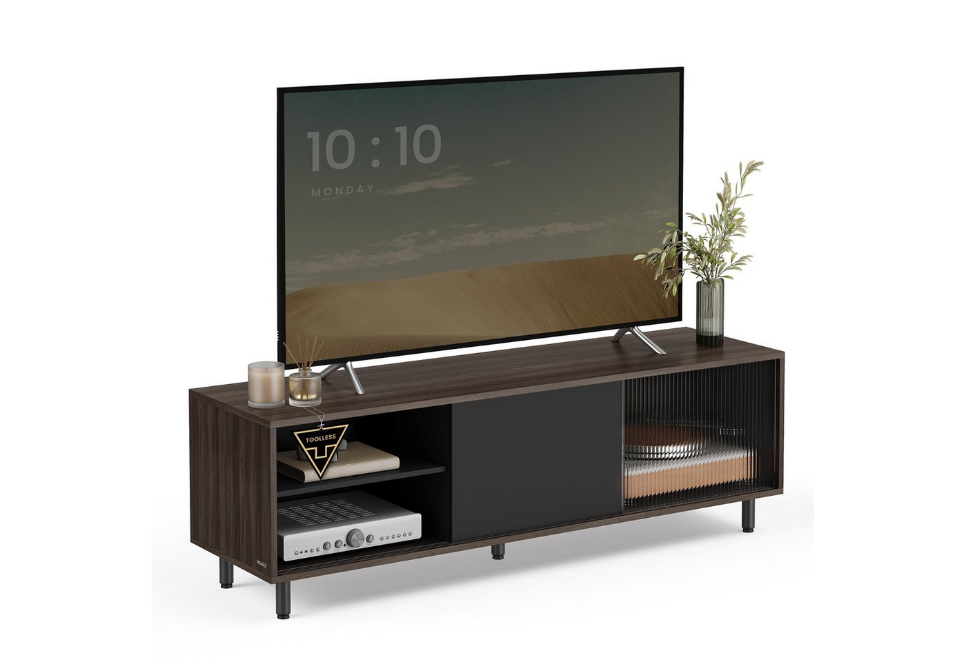 VASAGLE Lowboard Toolless-Technologie, TV-Schrank Fernsehtisch, Montage superschnell, TV-Schrank für TVs bis zu 60 Zoll, Wohnzimmer – Bild 5 von 5