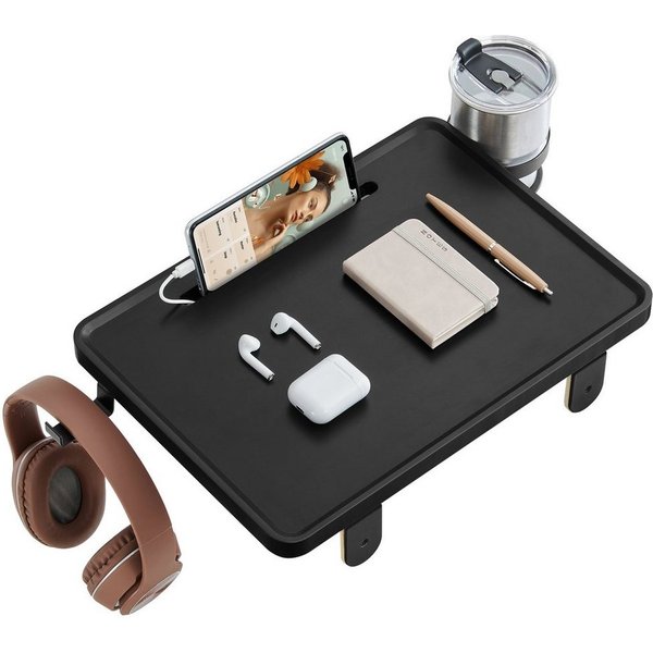 VASAGLE Nachttisch Bettablage, Nachttisch zum Einhängen, Regal für Hochbett, Schlitz für Handy, Getränkehalter Haken drehbar, verstellbare Klemmen