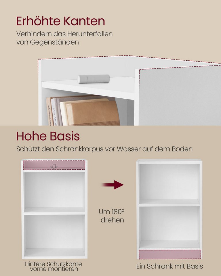 VASAGLE Nachttisch mit offenen Fächern, Beistelltisch mit verstellbarer Ablage, 2 Montageoptionen, einfacher Aufbau, für Schlafzimmer und Wohnzimmer – Bild 3 von 5