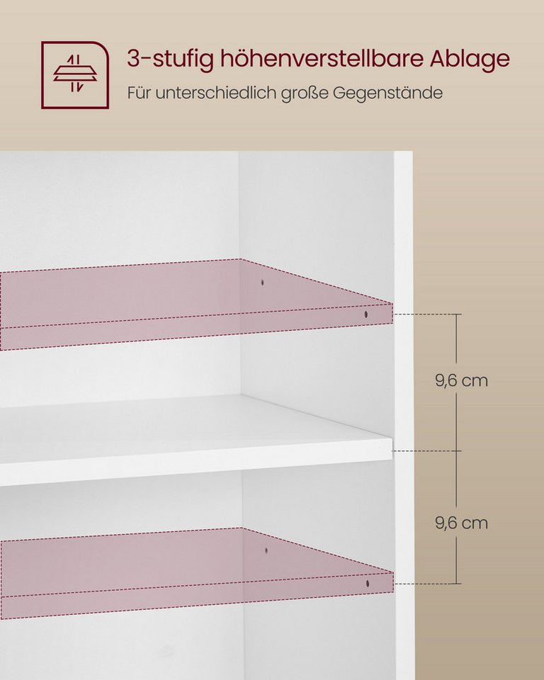 VASAGLE Nachttisch mit offenen Fächern, Beistelltisch mit verstellbarer Ablage, 2 Montageoptionen, einfacher Aufbau, für Schlafzimmer und Wohnzimmer – Bild 4 von 5