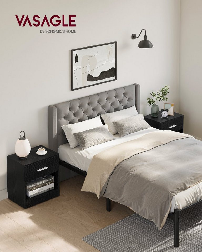 VASAGLE Nachttisch mit Schublade, Griff, offenes Fach, für Schlafzimmer, Wohnzimmer (2-St), Couchtisch, Beistelltisch, 2er Set – Bild 3 von 5