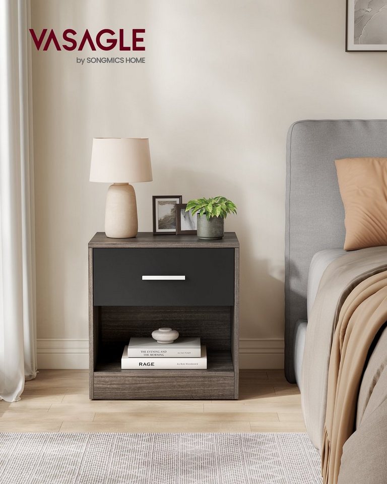 VASAGLE Nachttisch mit Schublade, Griff, offenes Fach, für Schlafzimmer, Wohnzimmer (1-St), Beistelltisch, Couchtisch – Bild 2 von 5