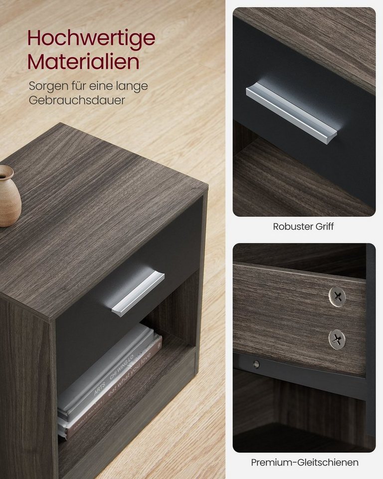 VASAGLE Nachttisch mit Schublade, Griff, offenes Fach, für Schlafzimmer, Wohnzimmer (1-St), Beistelltisch, Couchtisch – Bild 4 von 5