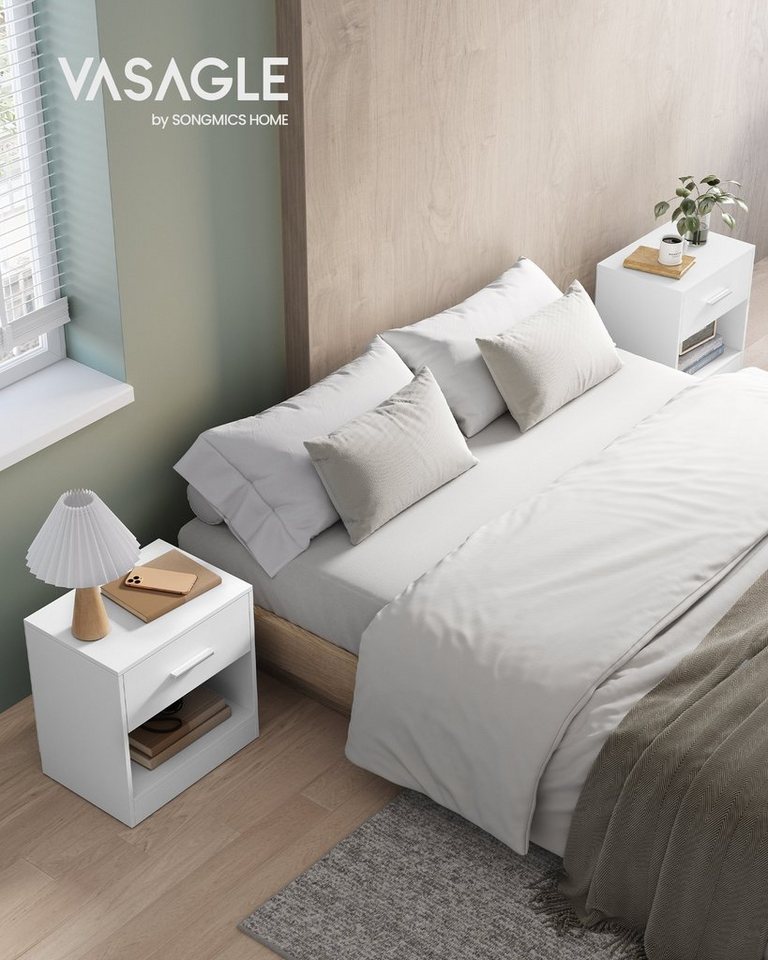 VASAGLE Nachttisch mit Schublade, Griff, offenes Fach, für Schlafzimmer, Wohnzimmer (2-St), Couchtisch, Beistelltisch, 2er Set – Bild 2 von 5