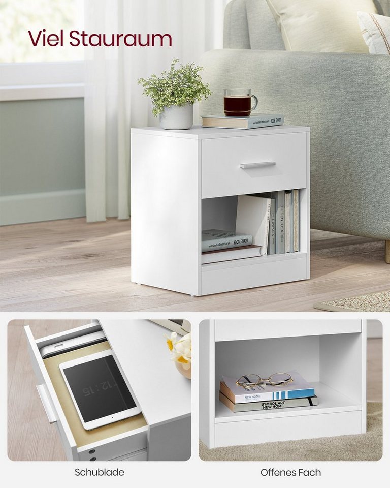 VASAGLE Nachttisch mit Schublade, Griff, offenes Fach, für Schlafzimmer, Wohnzimmer (2-St), Couchtisch, Beistelltisch, 2er Set – Bild 3 von 5