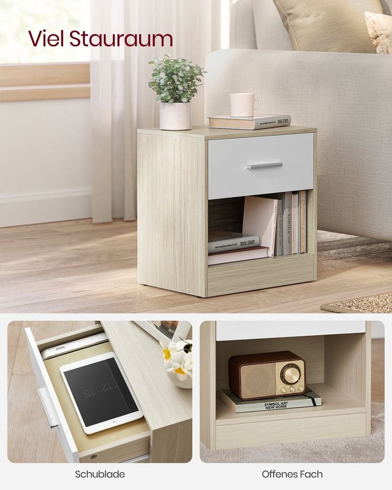 VASAGLE Nachttisch mit Schublade, Griff, offenes Fach, für Schlafzimmer, Wohnzimmer (1-St), Beistelltisch, Couchtisch – Bild 2 von 5