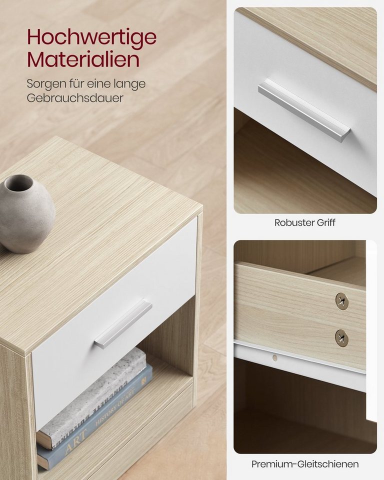 VASAGLE Nachttisch mit Schublade, Griff, offenes Fach, für Schlafzimmer, Wohnzimmer (1-St), Beistelltisch, Couchtisch – Bild 3 von 5