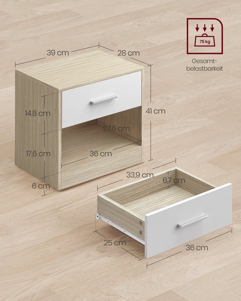 VASAGLE Nachttisch mit Schublade, Griff, offenes Fach, für Schlafzimmer, Wohnzimmer (1-St), Beistelltisch, Couchtisch – Bild 4 von 5