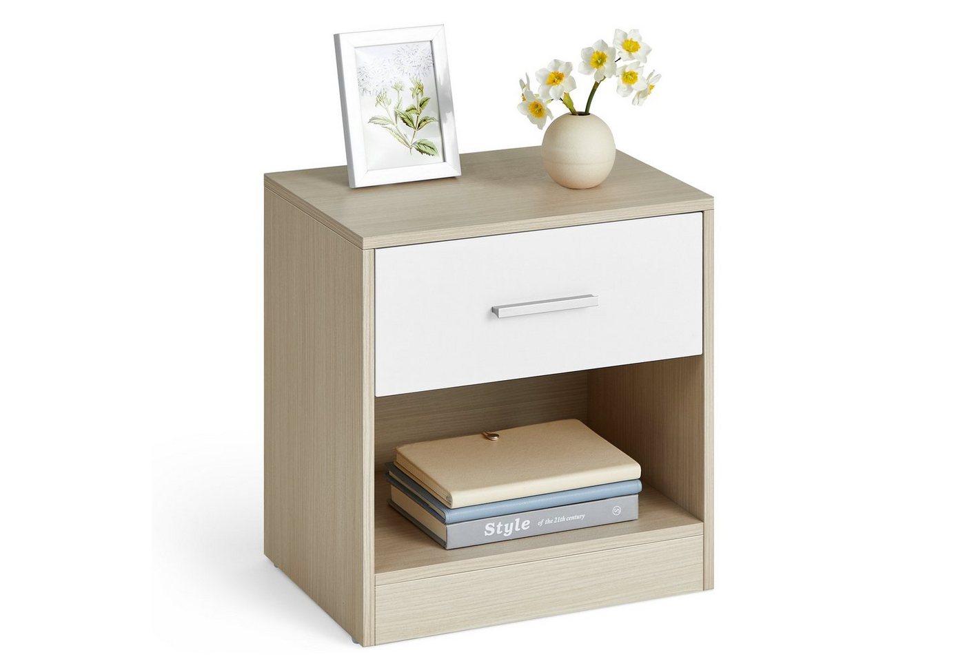 VASAGLE Nachttisch mit Schublade, Griff, offenes Fach, für Schlafzimmer, Wohnzimmer (1-St), Beistelltisch, Couchtisch – Bild 5 von 5