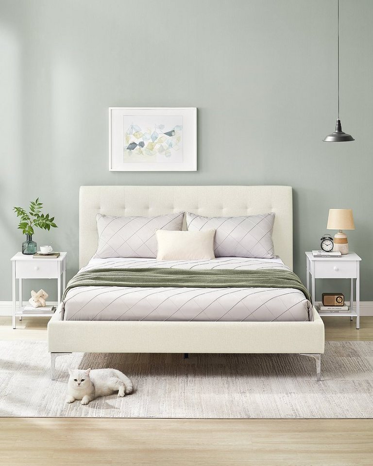 VASAGLE Nachttisch Nachtkommode, Beistelltisch, 40 x 40 x 55 cm, Schlafzimmer, Wohnzimmer (2-St), mit Schublade und Ablage, Stahlrahmen, einfacher Aufbau, mattw – Bild 3 von 5