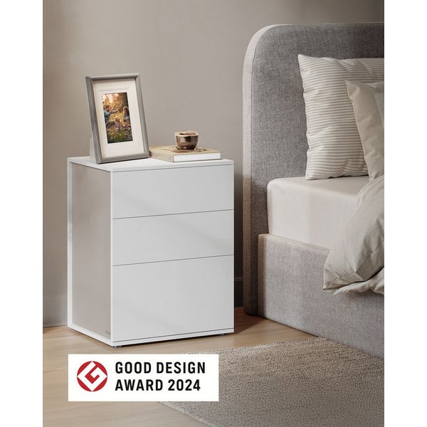 VASAGLE Nachttisch Nachtschrank, Toolless-Technologie, superschnelle werkzeuglose Montage (1-St), Schlafzimmer, Wohnzimmer, Beistelltisch 3 Schubladen