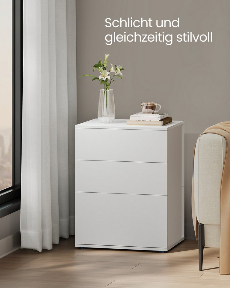 VASAGLE Nachttisch Nachtschrank, Toolless-Technologie, superschnelle werkzeuglose Montage (1-St), Schlafzimmer, Wohnzimmer, Beistelltisch 3 Schubladen – Bild 4 von 5